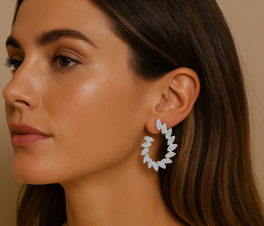 Silver & Diamond Stud Earrings